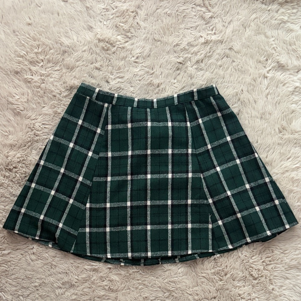 Green Plaid Women's Skirt